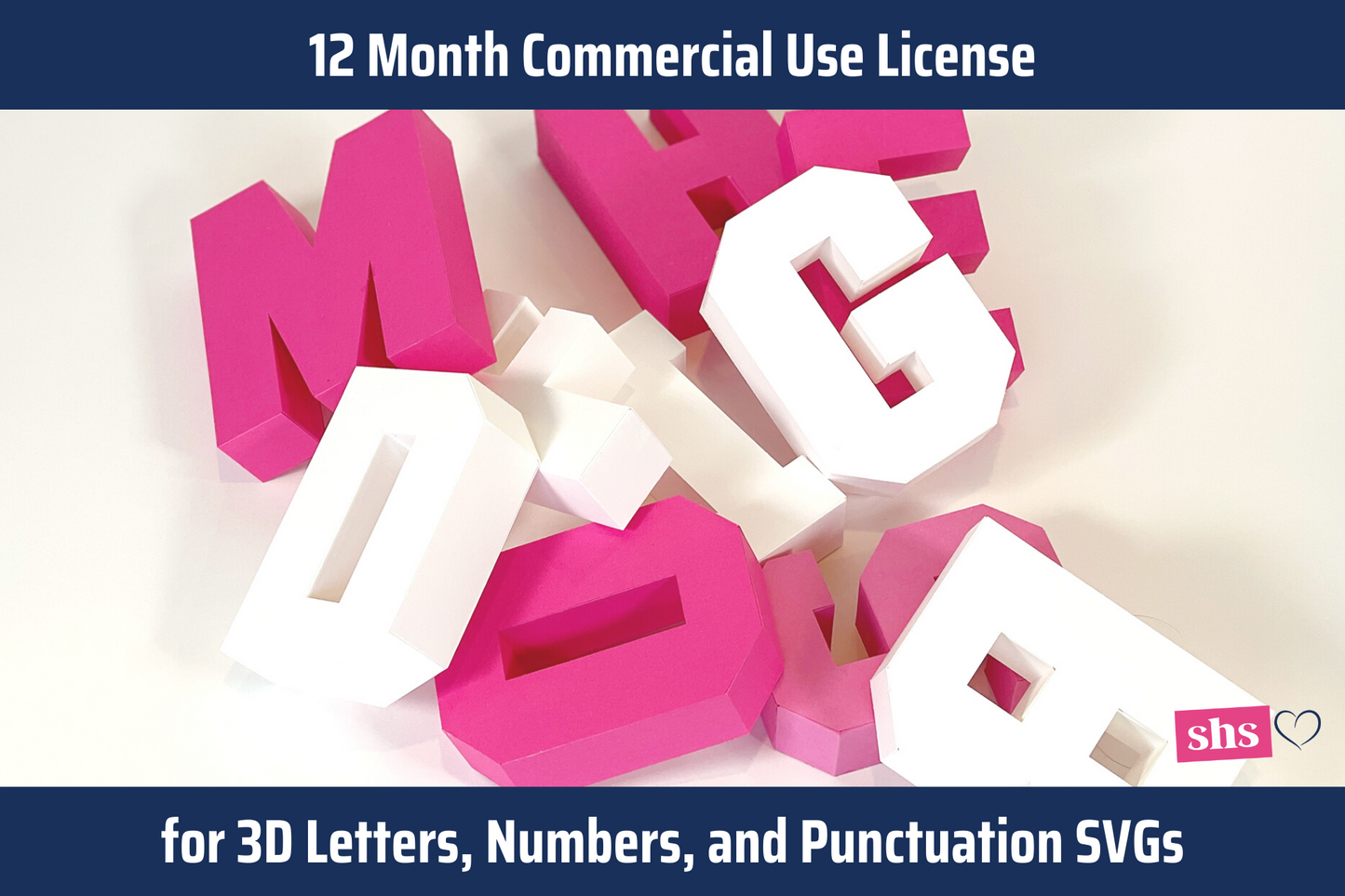 Commercial Use License for 3D Letters, Numbers, and Punctuation SVGs