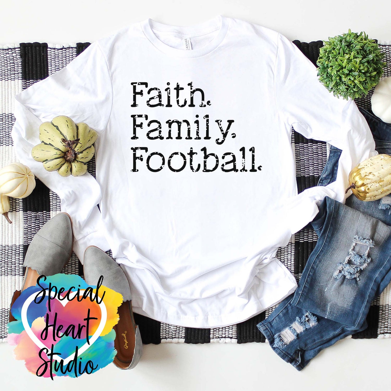 Faith Family Football white shirt mockup