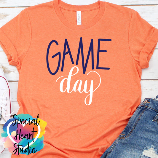 Game Day SVG on orange shirt mockup
