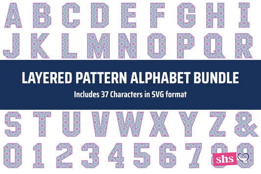 Layered Pattern Alphabet & Numbers SVG Bundle