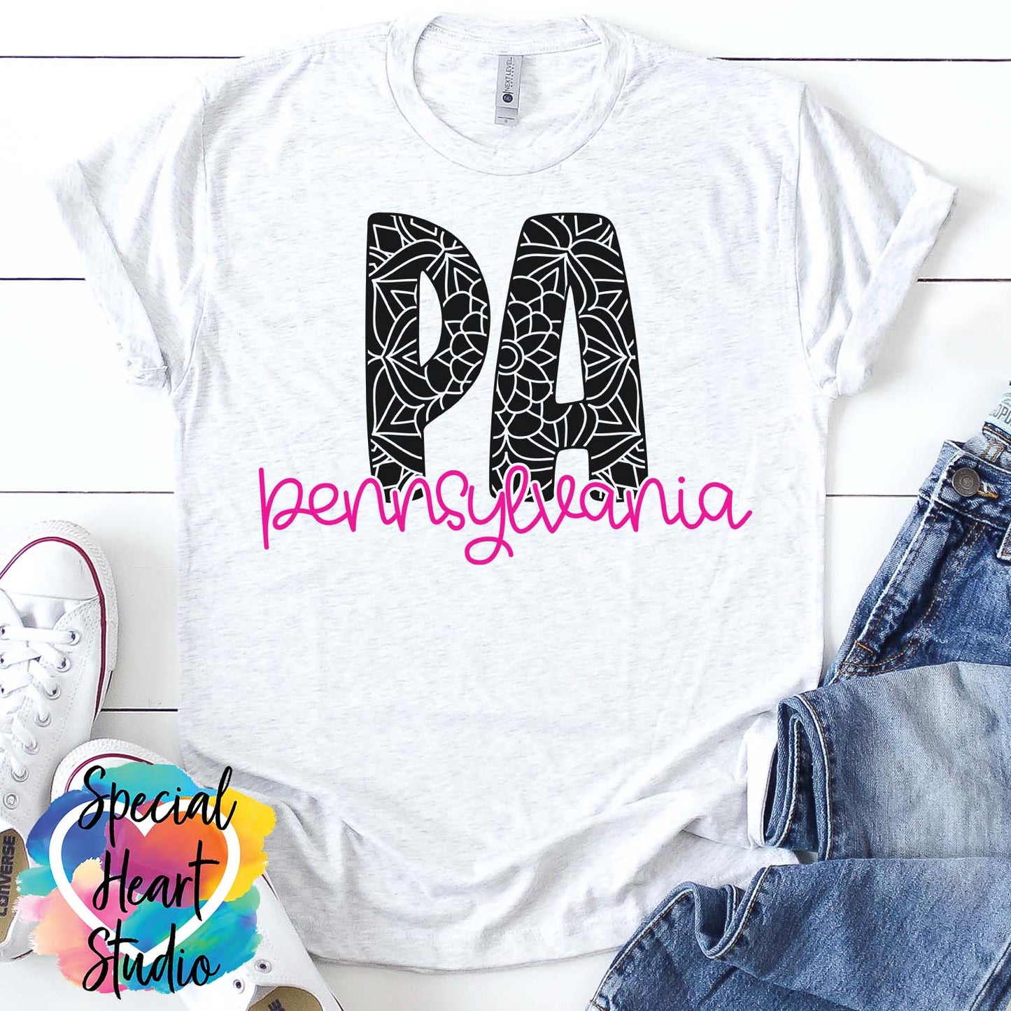 Pennsylvania Mandala SVG shirt mockup