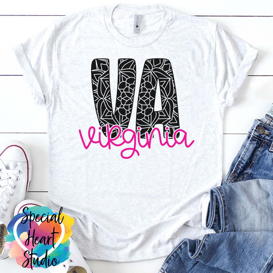 Virginia mandala SVG shirt mockup